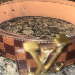 Louis Vuitton Brown and Tan Checkered Belt